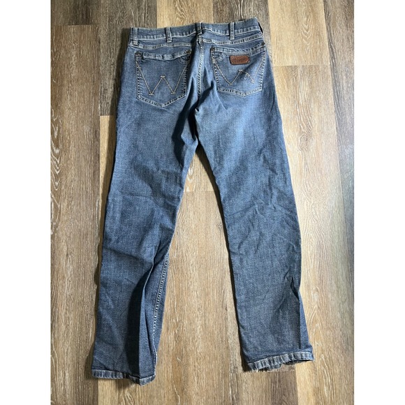 Wrangler Retro Slim Straight Jeans Mens 34x32 Blue Denim 88MWZGL - Picture 4 of 6